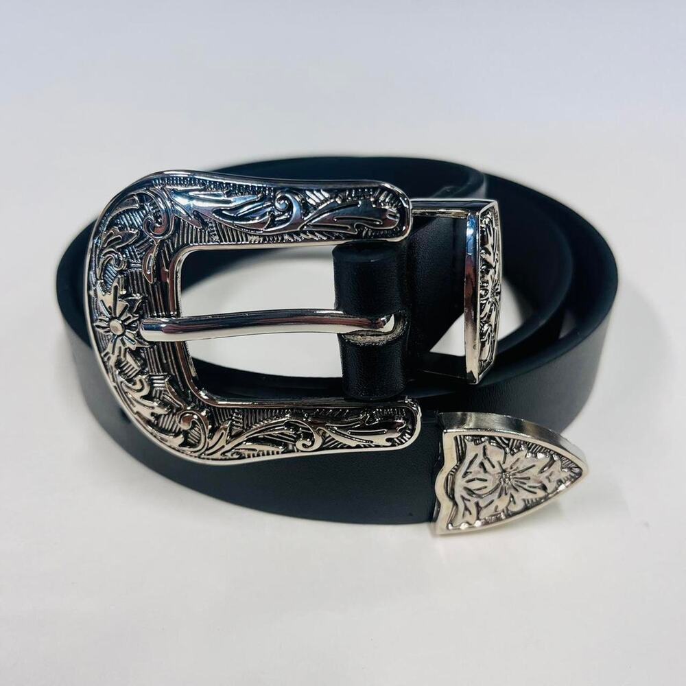 vintage black american western cowboy boho black belt